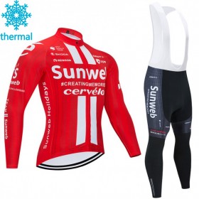 Set Fietsshirt Lange Mouw + Lange Koersbroek 2020 Team Sunweb N001 Winter Thermal Fleece